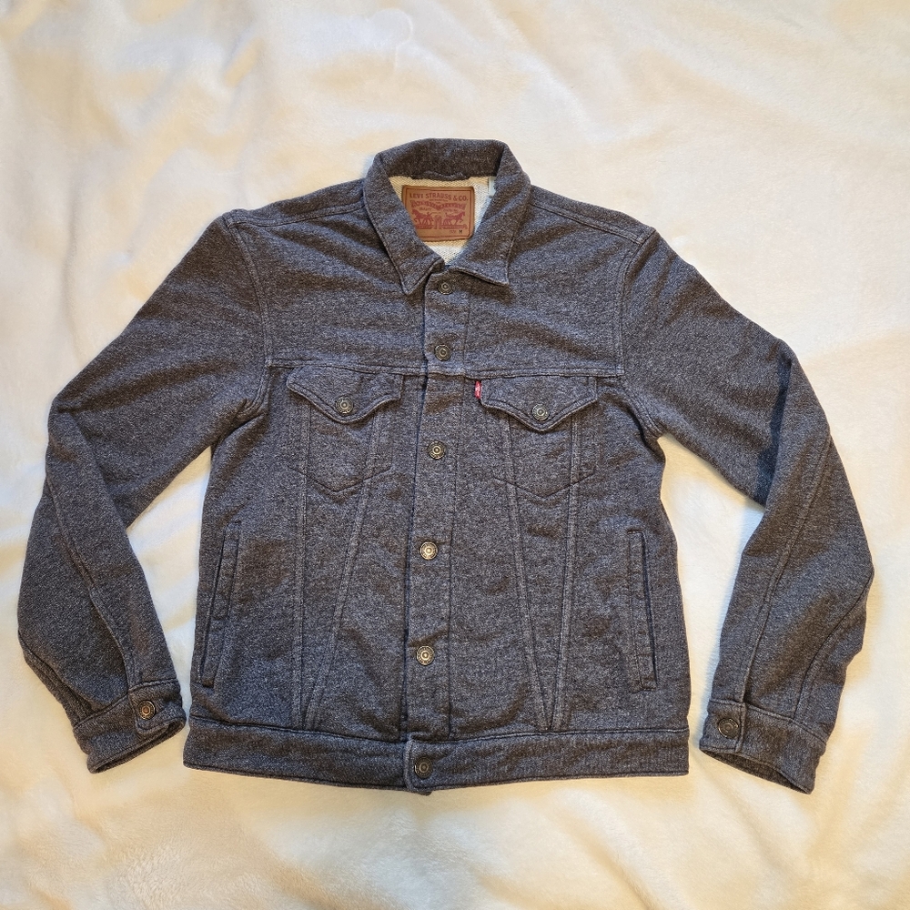 Levi's Trucker Jacket Dark Gray French Terry Men's Medium